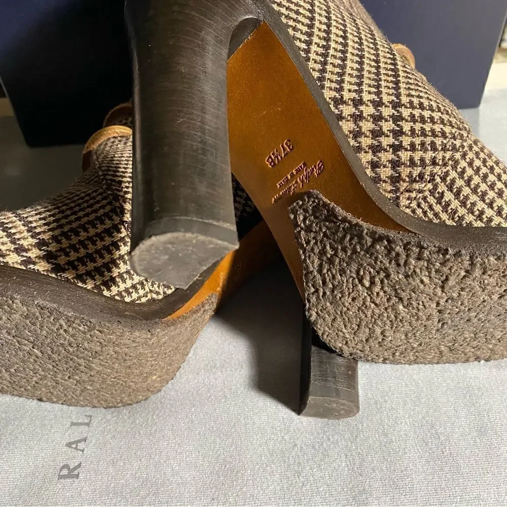Ralph Lauren Fall 2021 Brown Glen Plaid Wool Flannel Jaylen Bootie